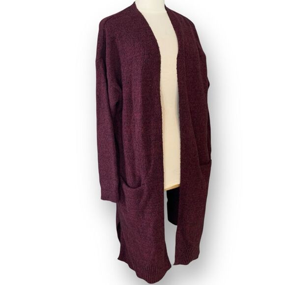 Old Navy Sweaters - Old Navy Cozy Knit Open Front Maroon Long Cardigan Chunky Warm Women's XXL